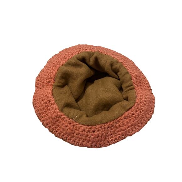 Women\'s Red Brown Floral Circle Faux Fur Crochet Hat main image 4